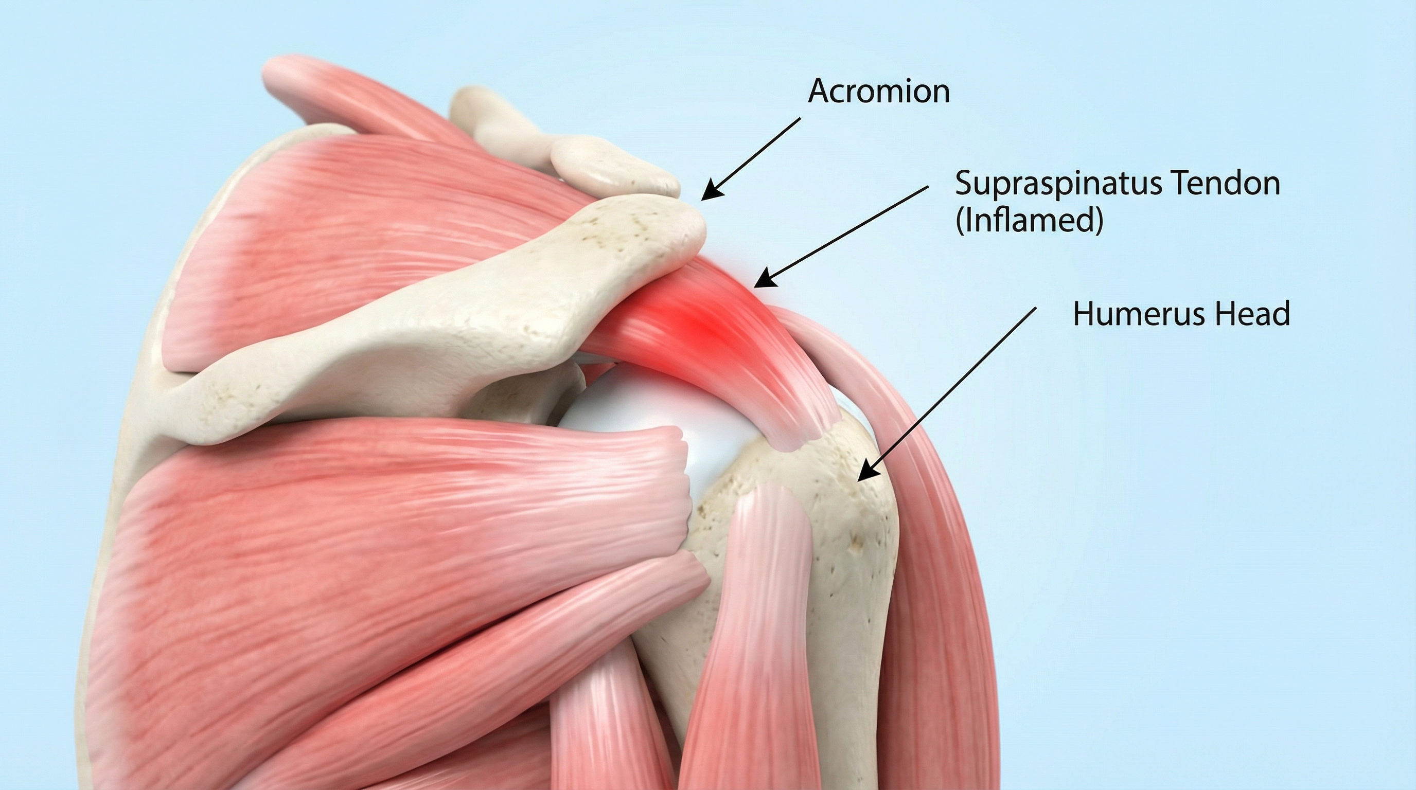 Ilustração médica da Síndrome do Impacto no ombro